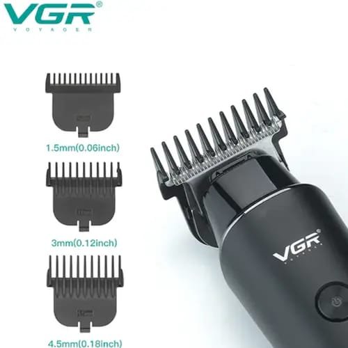 VGR V-937 Voyager Professional Hair Trimmer | Zero Gapped T-Blade | 0mm Close Cut | LCD Display 100% | 3 Limit Combs | For Men Beard, Hair, Lineup | USB Charge